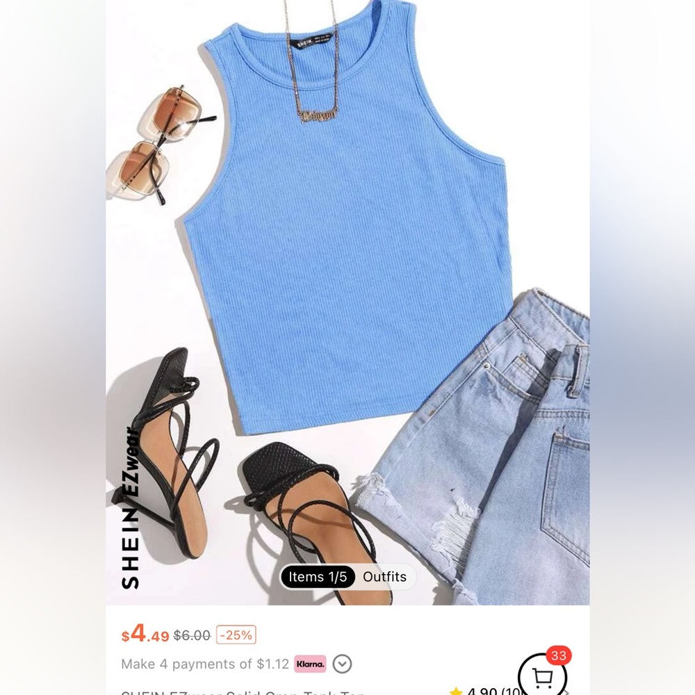 shein blue tank